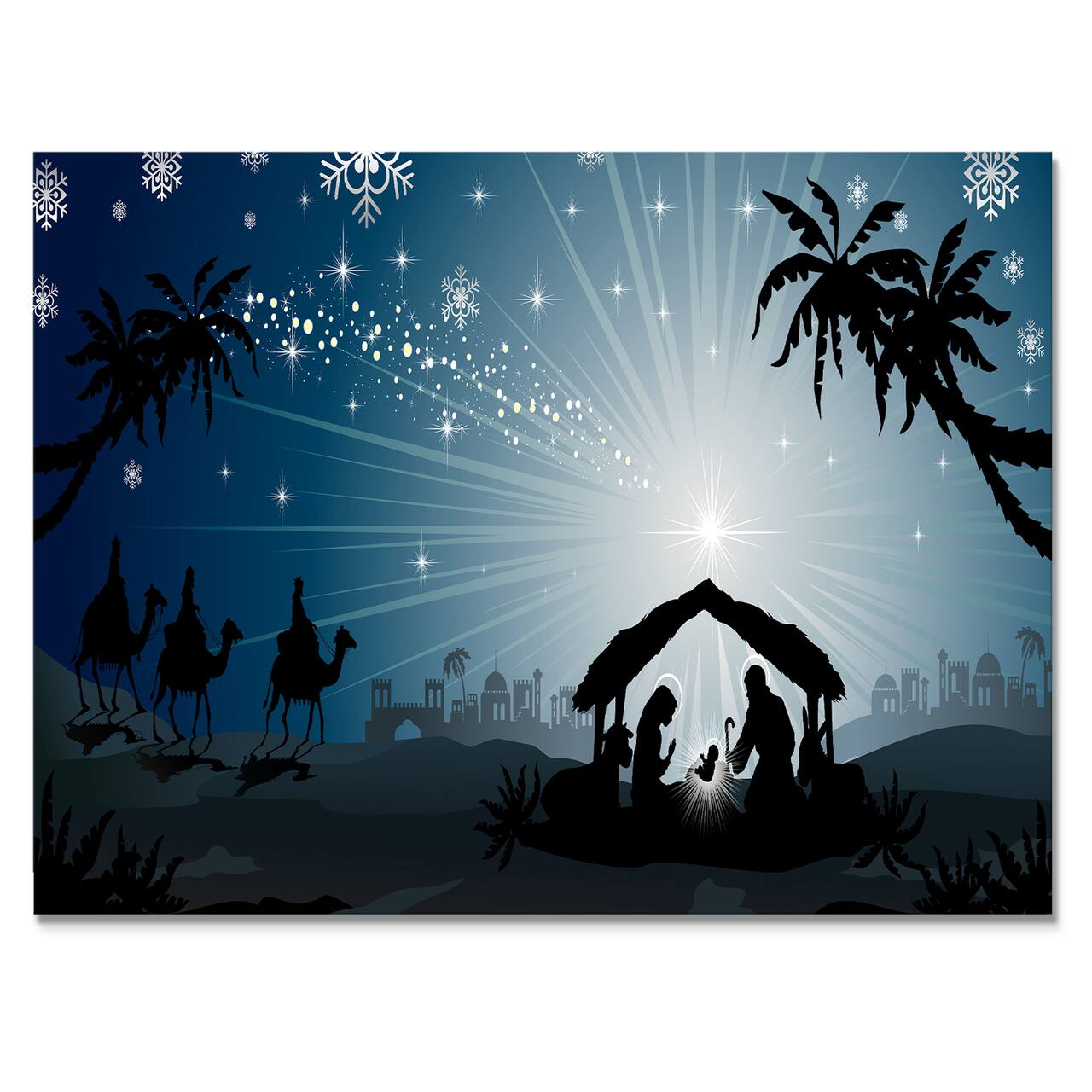 Designart - Christmas Nativity Scene with Three Wise Men - Canvas Art Print